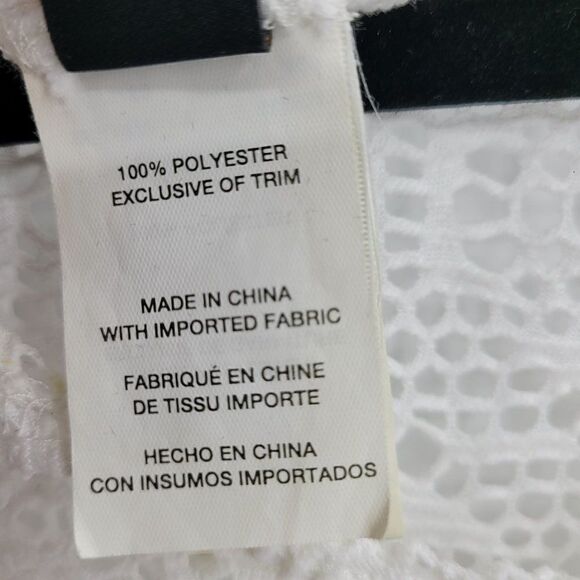 Laundry by Shelli Segal Swimsuit Coverup S White Lace 3/4 Sleeve Tunic Tie Neck - Picture 13 of 14